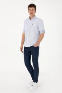 US Polo Assn. Men Blue with pocket Long Sleeve Shirt - Image 4