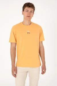 US Polo Shirt Assn. Men comfort Fit Crew Neck Orange T-Shirt - Image 3