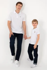 US Polo Assn. Boys' White Basic Polo Shirt Collar T-Shirt - Image 2