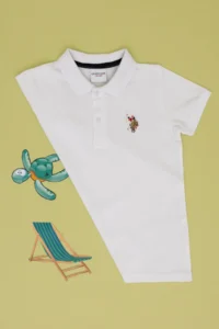 US Polo Assn. Boys' White Basic Polo Shirt Collar T-Shirt - Image 4