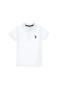 US Polo Assn. Boys' White Basic Polo Shirt Collar T-Shirt - Image 5