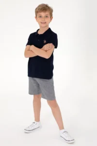 US Polo Assn. Boys' Navy Blue Basic Polo Shirt Collar T-Shirt - Image 3