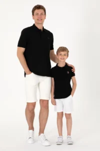 US Polo Assn. Boys' Black Basic Polo Shirt Collar T-Shirt - Image 2