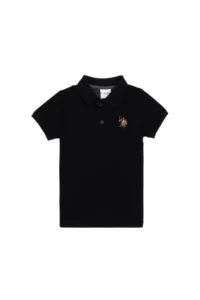 US Polo Assn. Boys' Black Basic Polo Shirt Collar T-Shirt - Image 4