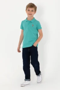 US Polo Assn. Boys' Mint Basic Polo Shirt Collar T-Shirt - Image 3
