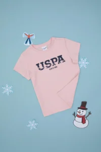 US Polo Assn. Boys' Powder Pink Basic Crew Neck T-Shirt
