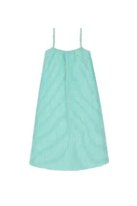US Polo Assn. Girls' Mint Sleeveless A-Form Striped Weaving Dress - Image 3