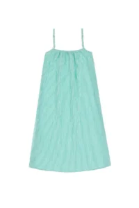 US Polo Assn. Girls' Mint Sleeveless A-Form Striped Weaving Dress - Image 4