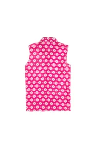 US Polo Assn. Girls' Fuchsia Flower Patterned tied up Sleeveless Shirt - Image 4