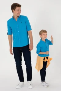 US Polo Assn. Boys' Aqua Long Sleeve Basic Shirt - Image 2