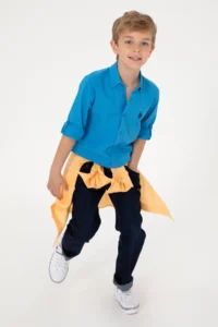 US Polo Assn. Boys' Aqua Long Sleeve Basic Shirt - Image 3