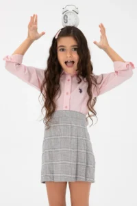 US Polo Assn. Girls' Light Pink Long Sleeve Basic Shirt