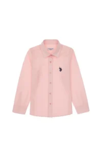 US Polo Assn. Girls' Light Pink Long Sleeve Basic Shirt - Image 4