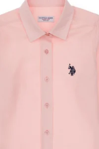 US Polo Assn. Girls' Light Pink Long Sleeve Basic Shirt - Image 6