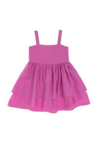 US Polo Assn. Girls' Fuchsia Frilly A-Form Sleeveless Weaving Dress - Image 3