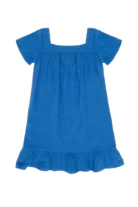 US Polo Assn. Girls' Blue Short Sleeve Muslin Material Weaving Dress - Image 4