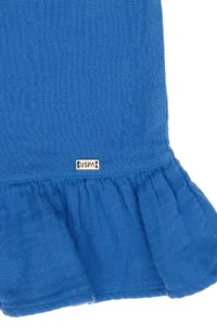 US Polo Assn. Girls' Blue Short Sleeve Muslin Material Weaving Dress - Image 5