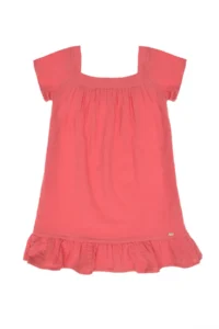 US Polo Assn. Girls' Pink Short Sleeve Muslin Material Weaving Dress - Image 3