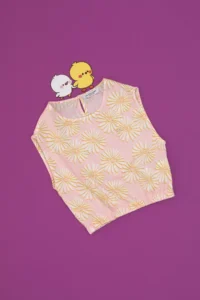 US Polo Assn. Girls' Light Pink Floral Patterned Sleeveless Shirt - Image 3