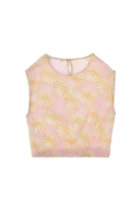 US Polo Assn. Girls' Light Pink Floral Patterned Sleeveless Shirt - Image 5