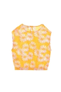 US Polo Shirt Assn. Girls' Orange Flower Patterned Sleeveless Shirt - Image 4