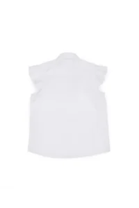 US Polo Assn. Girls' White Ruffle Sleeve Detailed Cotton Shirt - Image 5
