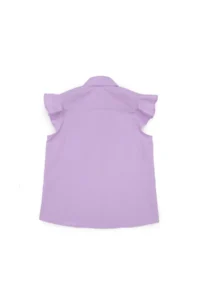 US Polo Assn. Girls' Lilac Ruffle Sleeve Detailed Cotton Shirt - Image 5