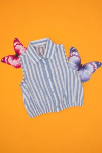 US Polo Assn. Girls' Blue Striped Sleeveless Shirt - Image 3