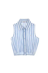 US Polo Assn. Girls' Blue Striped Sleeveless Shirt - Image 4