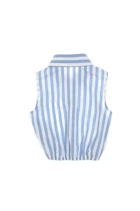US Polo Assn. Girls' Blue Striped Sleeveless Shirt - Image 5