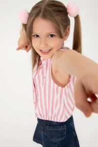 US Polo Assn. Girls' Pink Striped Sleeveless Shirt - Image 2