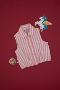 US Polo Assn. Girls' Pink Striped Sleeveless Shirt - Image 3