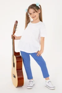 US Polo Assn. Girls' Indigo 3/4 Size interlock Leggings