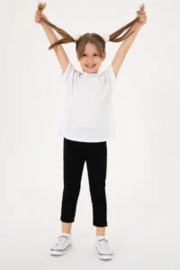 US Polo Assn. Girls' Black 3/4 Size interlock Leggings