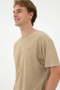 US Polo Assn. Men comfort Fit Crew Neck Khaki Washable T-Shirt - Image 3