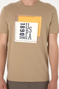 US Polo Assn. Men Regular Fit Crew Neck Khaki T-Shirt - Image 6