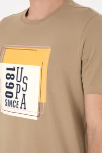 US Polo Assn. Men Regular Fit Crew Neck Khaki T-Shirt - Image 7