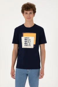 US Polo Assn. Men Regular Fit Crew Neck Navy Blue T-Shirt