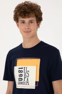 US Polo Assn. Men Regular Fit Crew Neck Navy Blue T-Shirt - Image 2