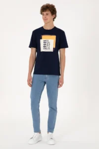 US Polo Assn. Men Regular Fit Crew Neck Navy Blue T-Shirt - Image 4