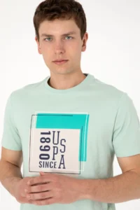 US Polo Assn. Men Regular Fit Crew Neck Aqua Green T-Shirt - Image 2