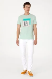US Polo Assn. Men Regular Fit Crew Neck Aqua Green T-Shirt - Image 4