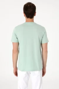 US Polo Assn. Men Regular Fit Crew Neck Aqua Green T-Shirt - Image 5