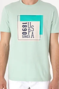 US Polo Assn. Men Regular Fit Crew Neck Aqua Green T-Shirt - Image 6