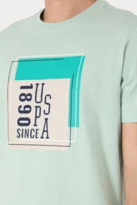 US Polo Assn. Men Regular Fit Crew Neck Aqua Green T-Shirt - Image 7
