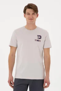 US Polo Assn. Men Regular Fit Crew Neck Light Gray T-Shirt