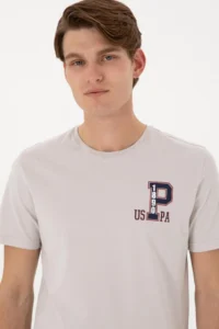 US Polo Assn. Men Regular Fit Crew Neck Light Gray T-Shirt - Image 2