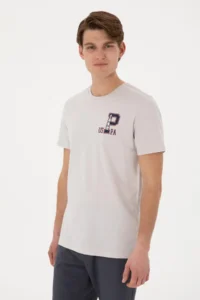 US Polo Assn. Men Regular Fit Crew Neck Light Gray T-Shirt - Image 3