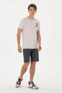 US Polo Assn. Men Regular Fit Crew Neck Light Gray T-Shirt - Image 4