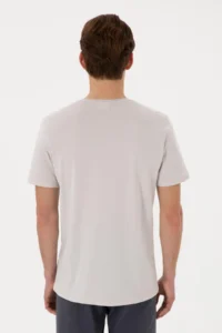 US Polo Assn. Men Regular Fit Crew Neck Light Gray T-Shirt - Image 5